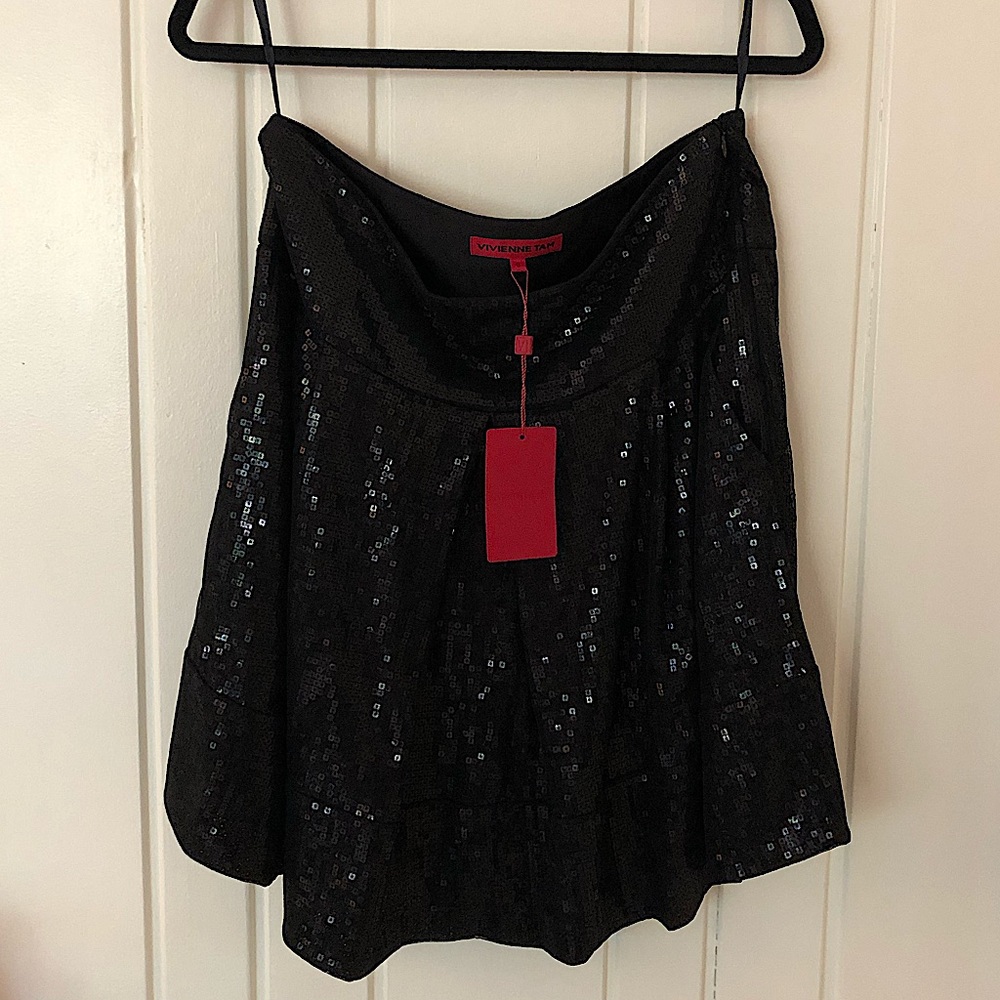 Vivienne Tam Black Sequined Skirt